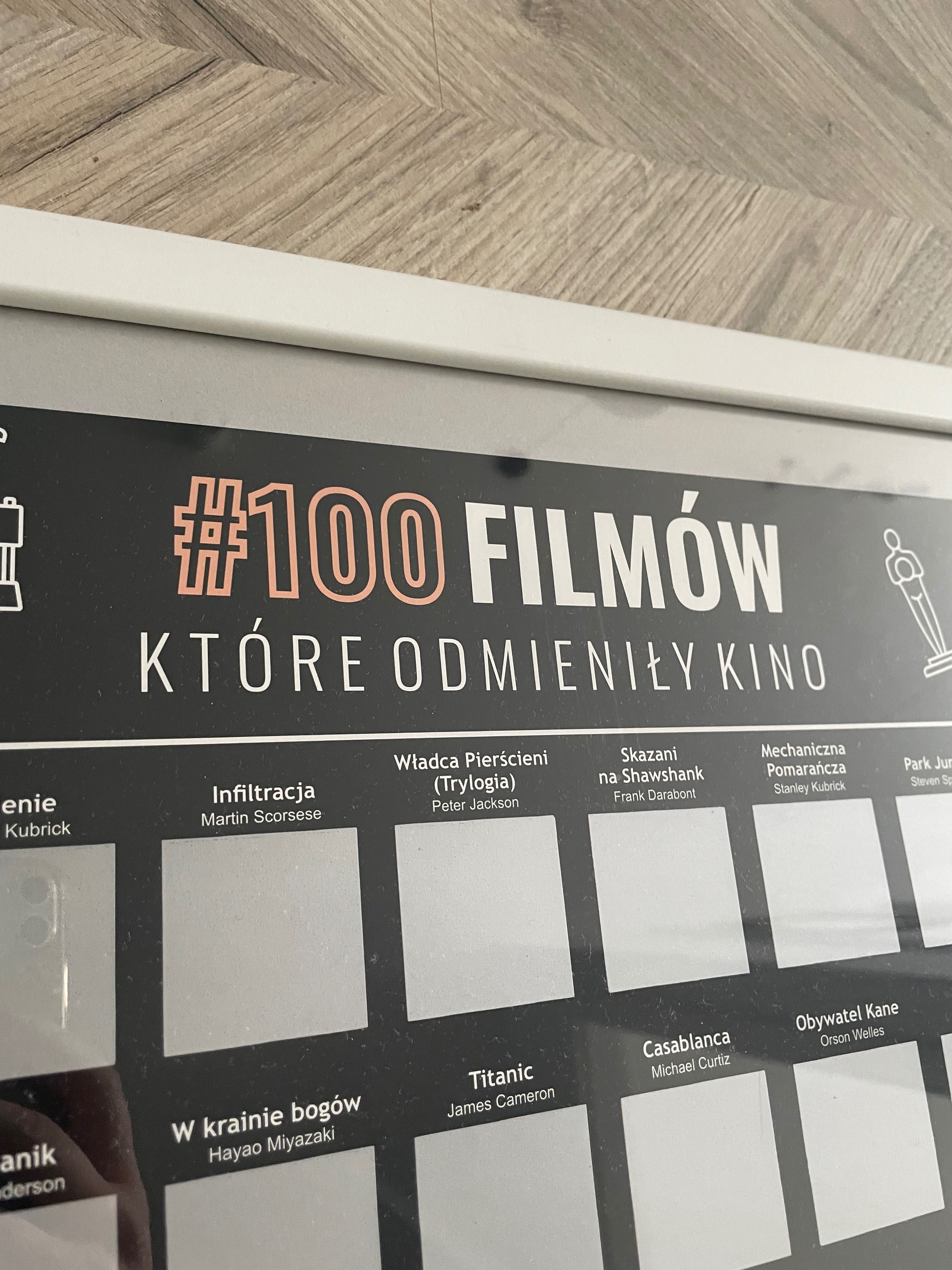 Plakat 100 filmów (zdrapki) + ramka