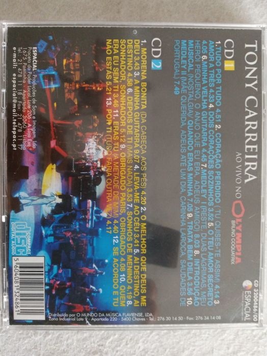 CD duplo TONY CARREIRA no Olimpia