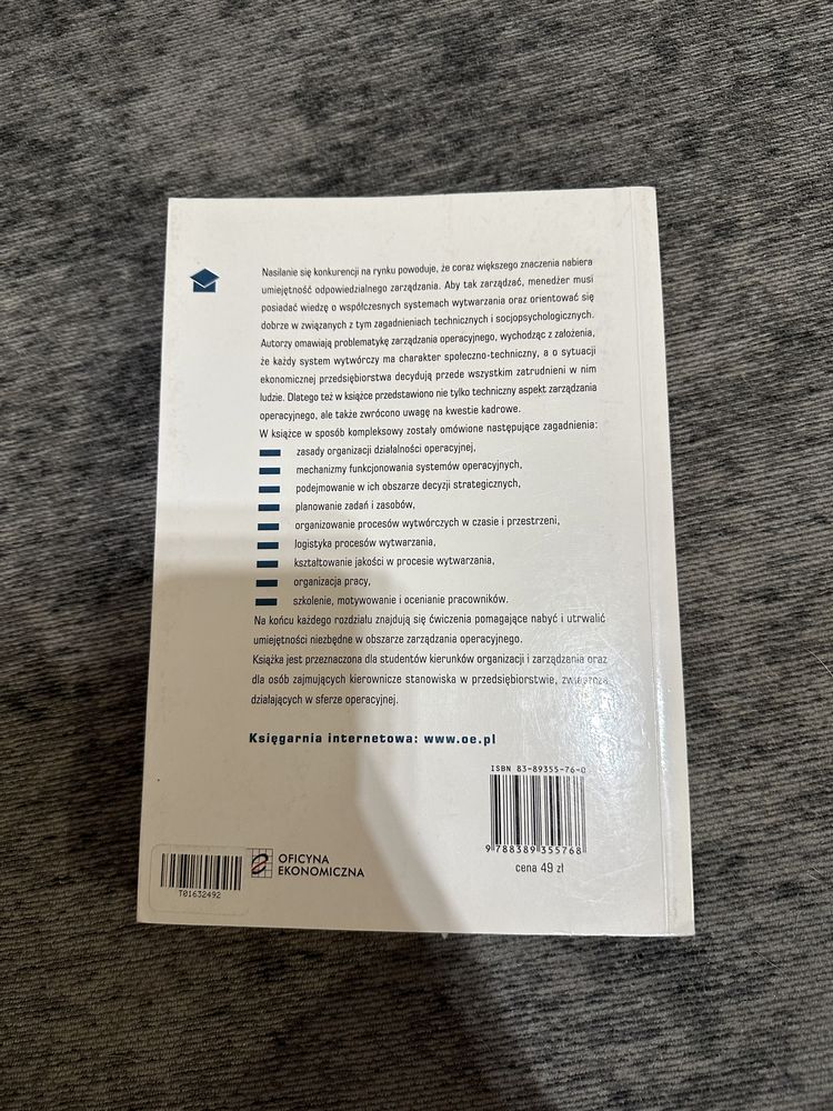 Książka podstawy zarządzania operacyjnego ekonomiczna Jasiński 2005