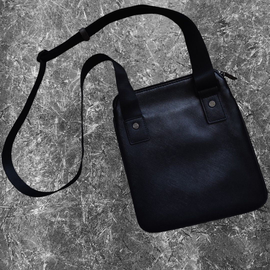 Бізнес сумка шкіряна Guess black (Розмір регулюється)