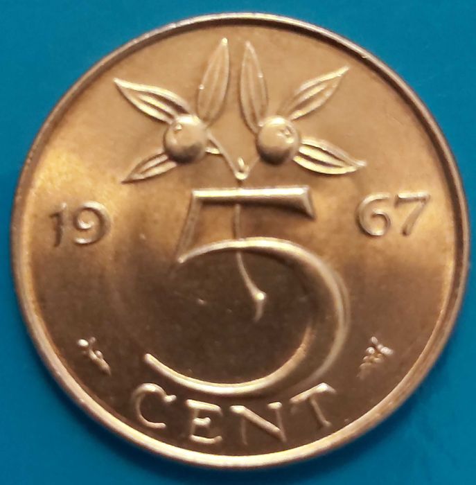 5 Cêntimos  de 1967  Rainha Juliana  dos Países Baixos
