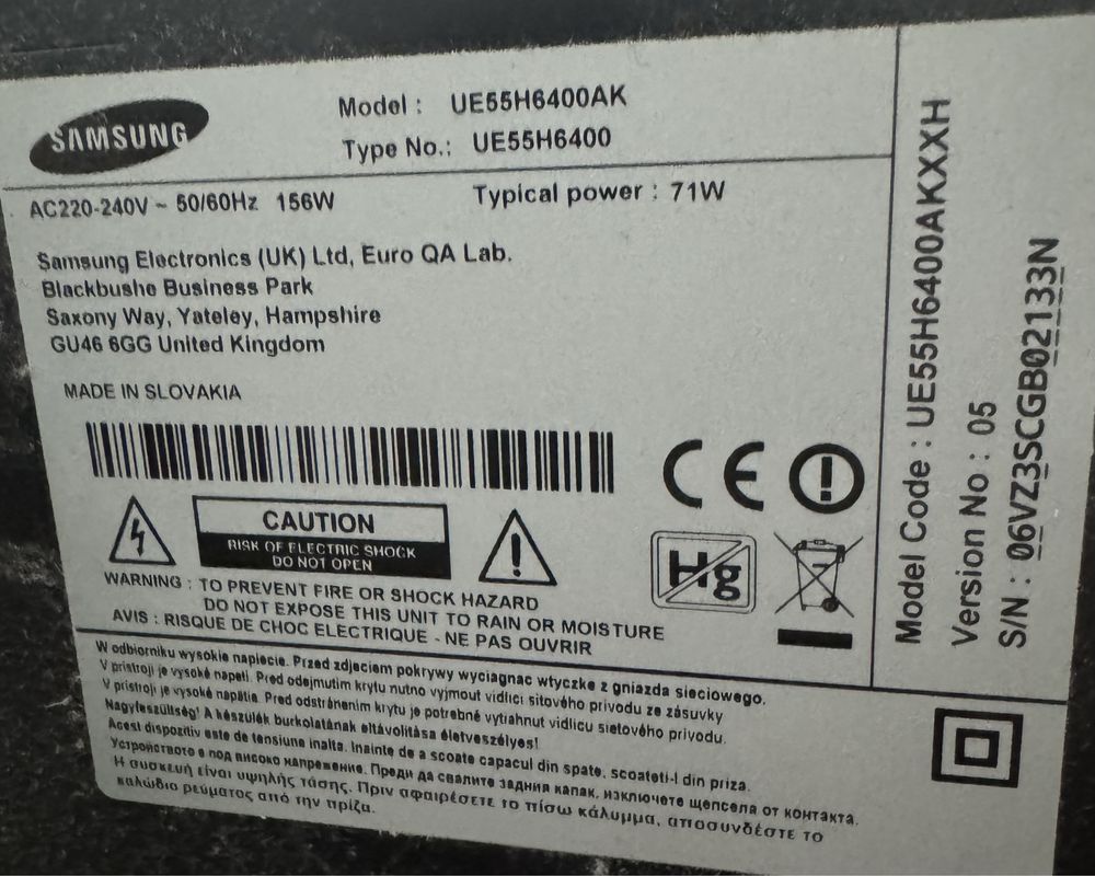 Продам телевизор Samsung UE55H6400AK