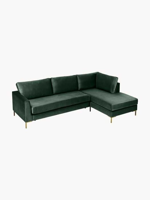 Rozkładana sofa narożna z aksamitu Luna (3-osobowa) West
