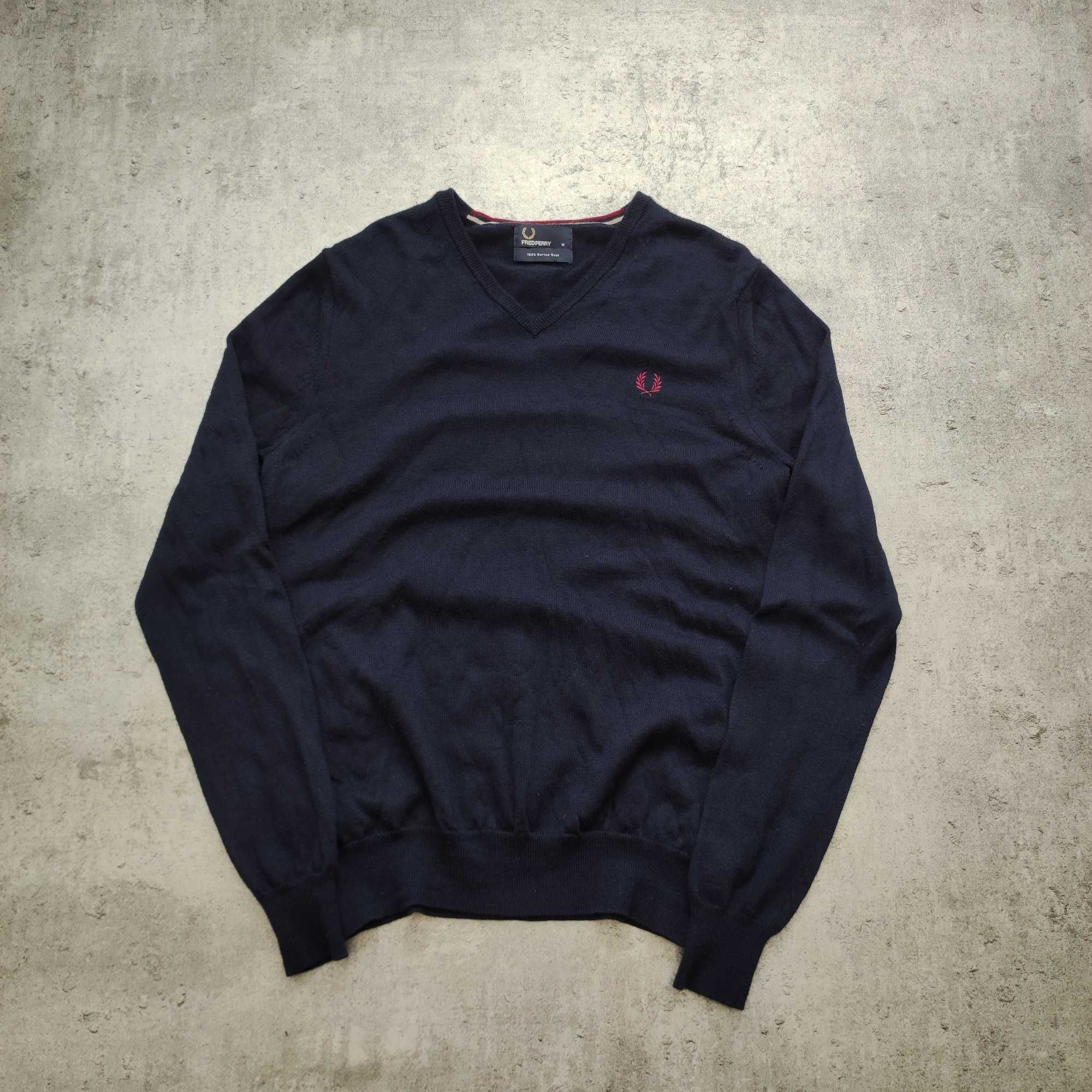 MĘSKI Elegancki PREMIUM Wełniany Sweter Luxury Fred Perry Haft Logo