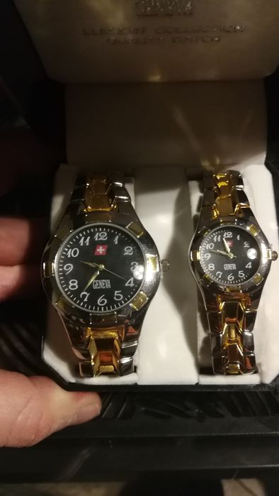 Zegarek zegarki Geneva damski i męski komplet