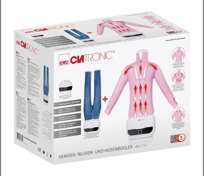 Парова система для прасування та сушіння Clatronic HBB 3734 — 2 в 1!