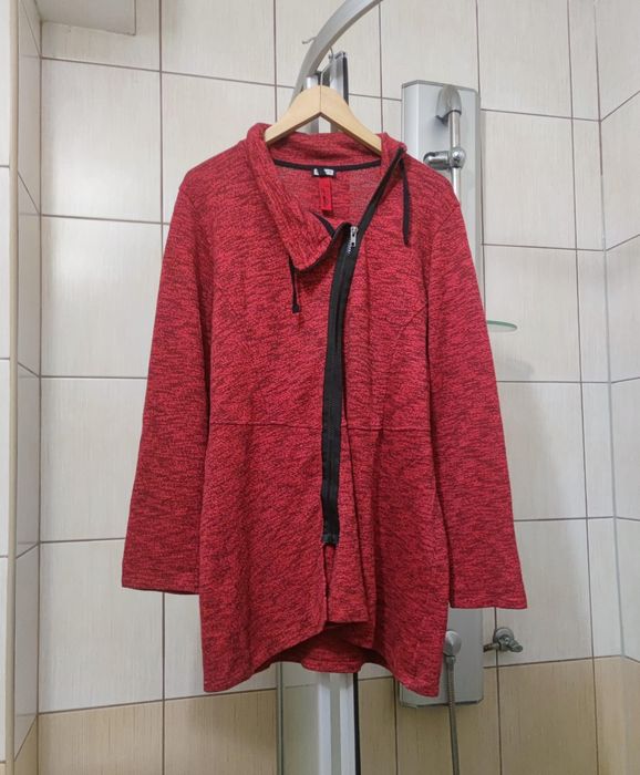 Bluza bluzka XL damska różowa czerwona rozsuwana bocznie  classic spor