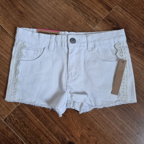 NOWE białe szorty spodenki 134 dla dziewczynki jeans