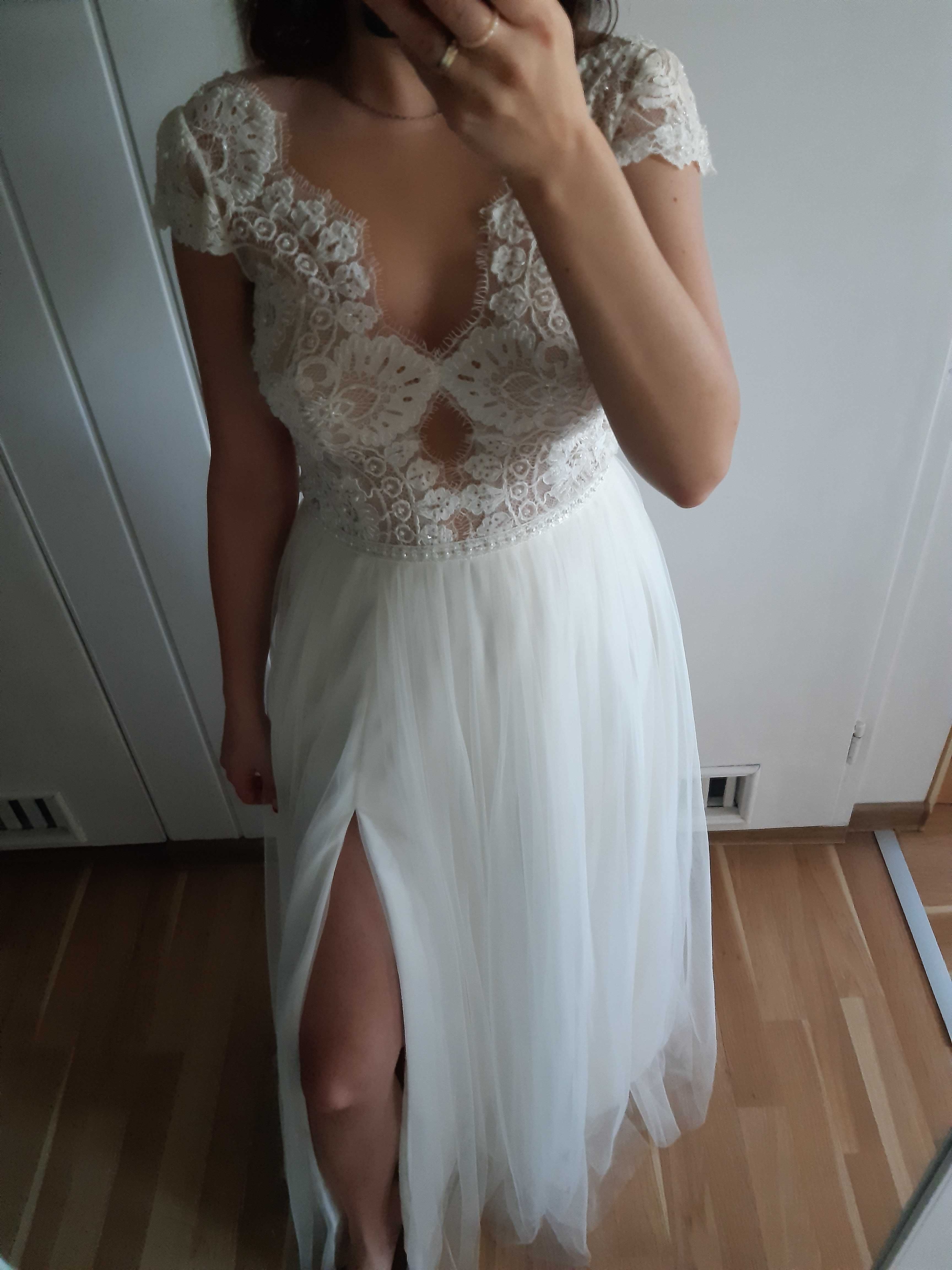 Suknia ślubna w stylu boho (+welon)
