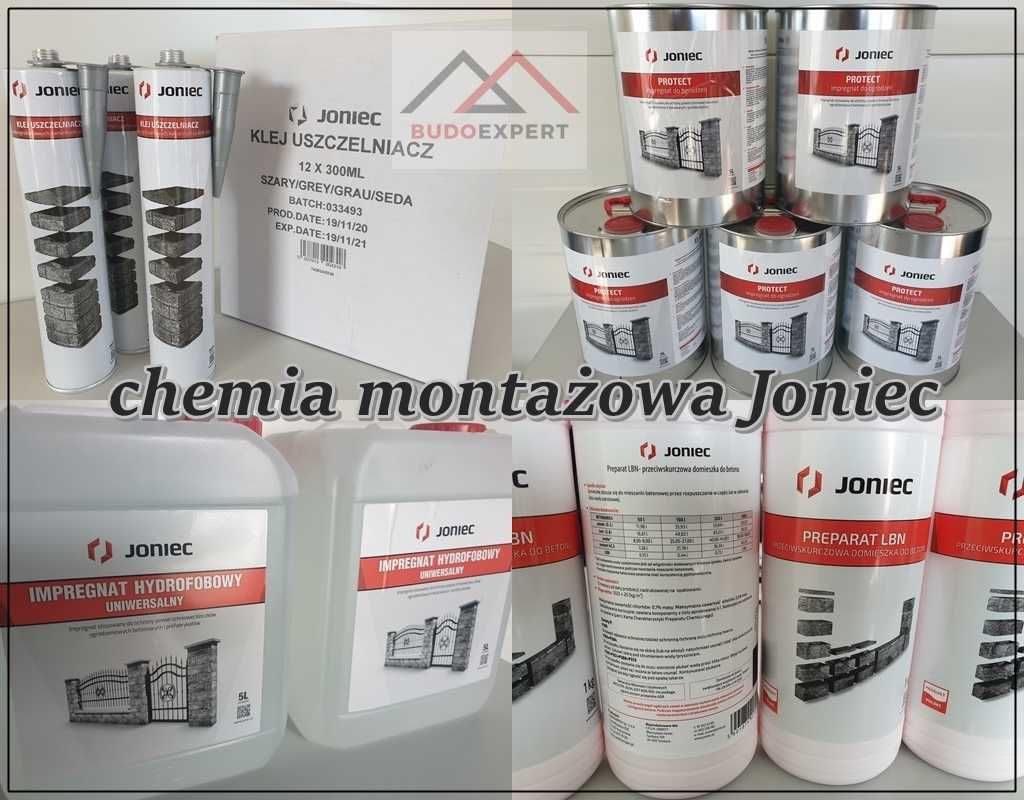 KLEJ JONIEC uszczelniacz do bloczków daszków op tuba 300ml folia 600ml