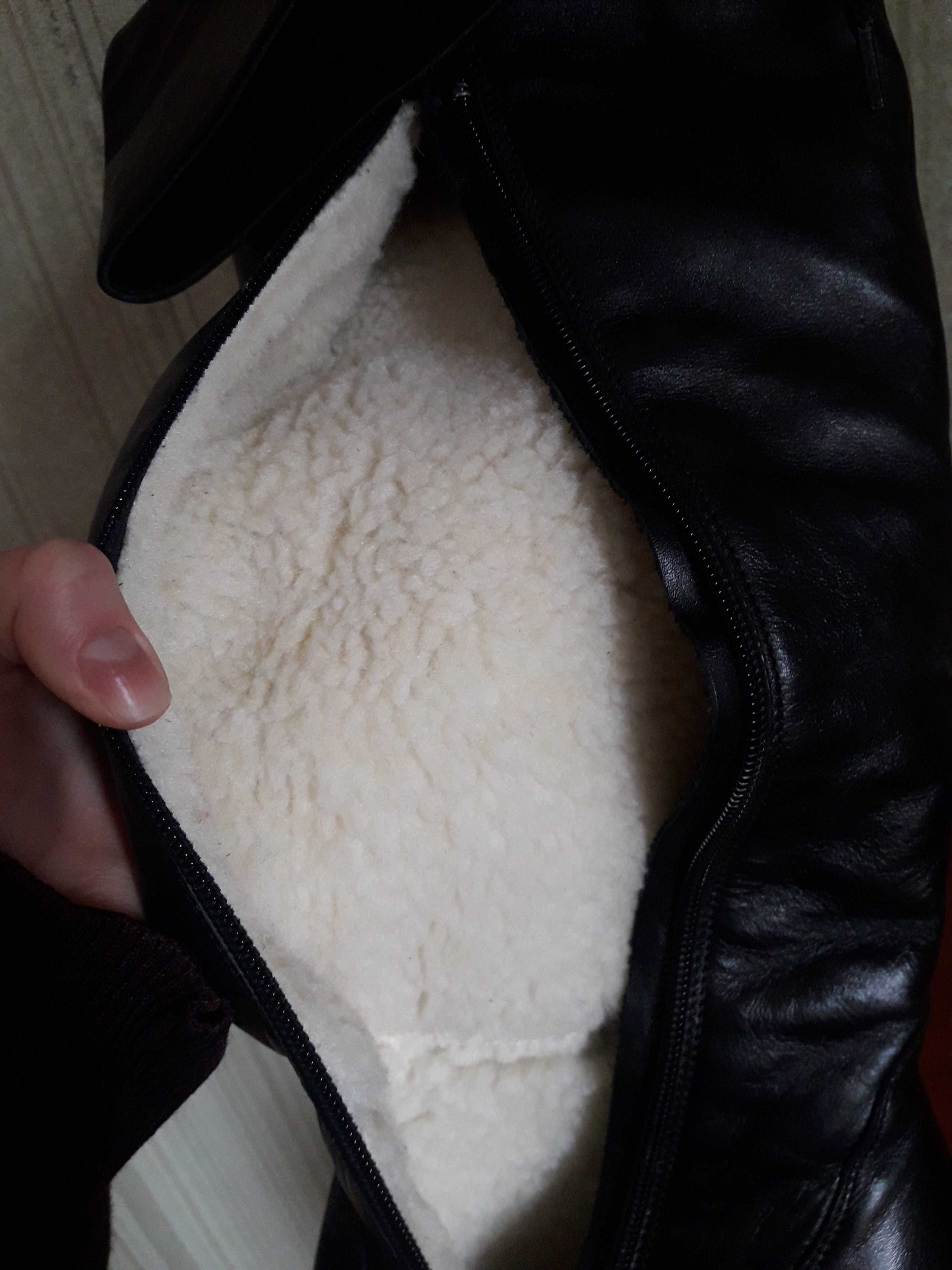 Новые кожаные ботфорты, зима, 38 размер