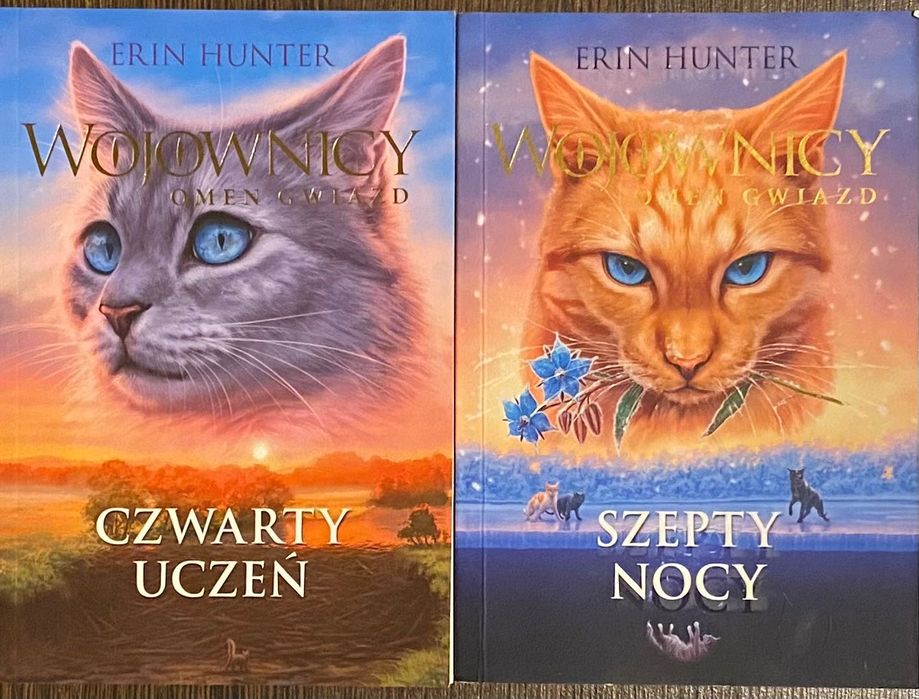 Książki Wojownicy, 2 szt. "Czwarty uczeń" i "Szepty nocy", Erin Hunter