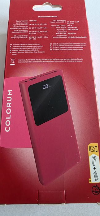 PowerBank 10000mAh 2x USB 5V Power Bank COLORUM 10 000 mAH do Ładowani