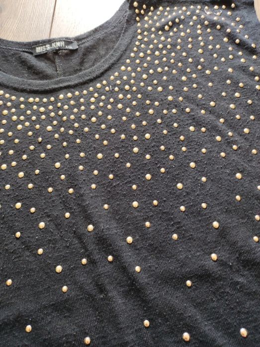 Damska czarna bluzka koszulka złote dżety r 38 M