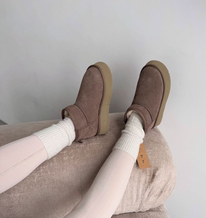 Натуральні уггі шоколад, сірі, кемел міні угги на високій підошві ugg