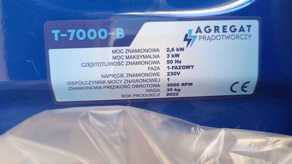 Nowy Agregat Prądotwórczy Gwarancja T7000-B Thunder Generator prądu
