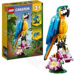 LEGO  3 w 1 Egzotyczna papuga, Figurki Zwierząt z Klocków, Żaba i Ryba