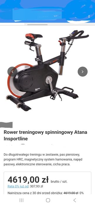 Profesjonalny Rower magnetyczny spinningowy stacjonarny trenazer Inspo
