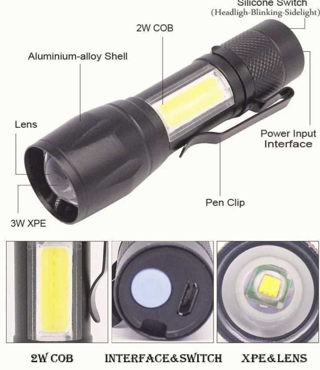 Мощный мини фонарик на акумуляторе