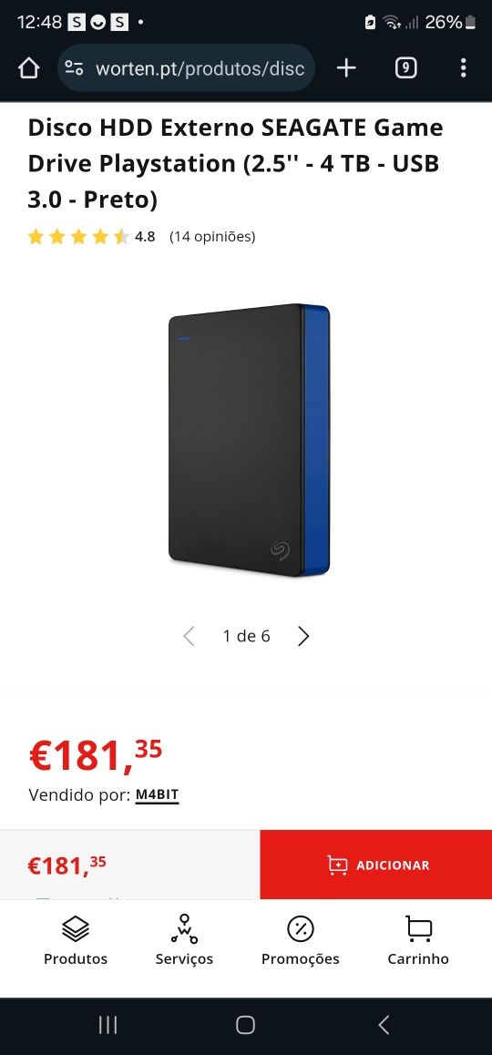 Playstation Game Drive  4TB NOVO