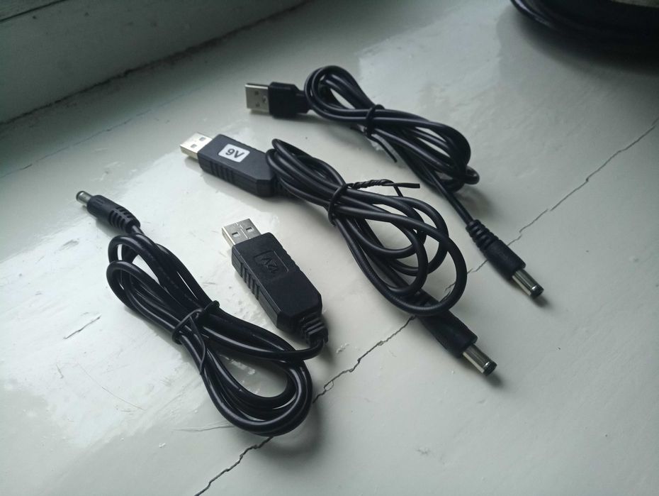Кабель для роутера/повербанка USB DC 5V в 5V/9V/12V DC 5.5x2.1/5.5x2.5