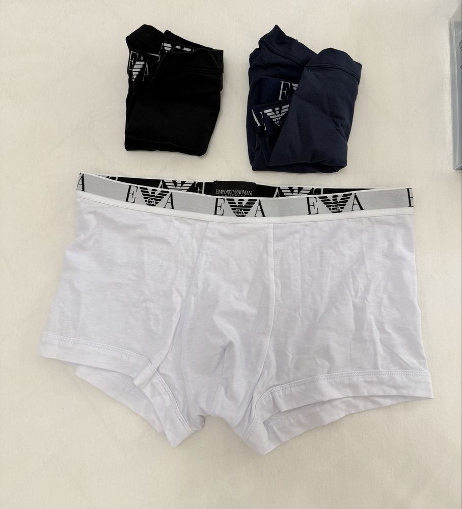 Majtki bokserki Stretch Cotton Emporio Armani 3 pack XL białe granat c