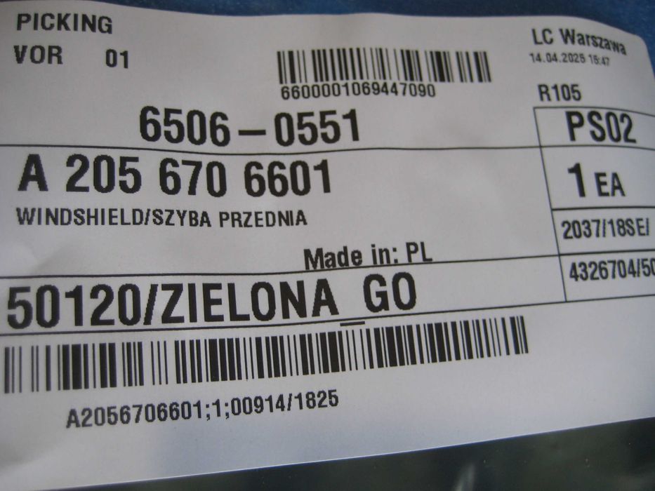 Szyba czołowa Mercedes W205/S205 Oryginalna