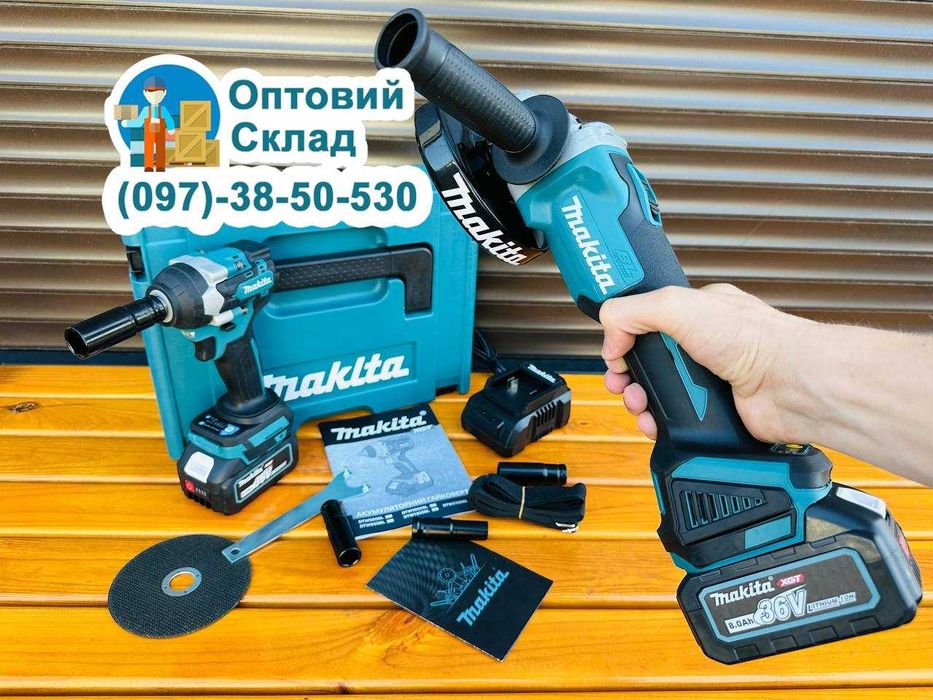 2/1 Макита Акумуляторний набор Болгарка DGA504 + Гайковерт DTW500 XGT