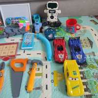 Пакет інтерактивних  іграшок, машинка, робот, робот собака, кеглі