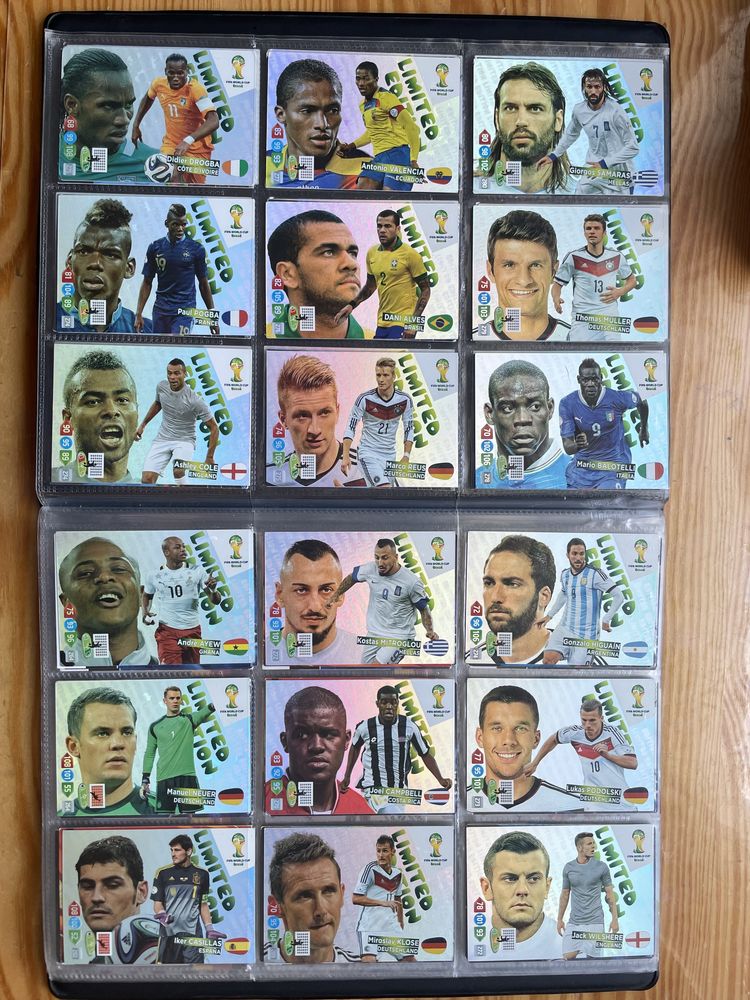 Karty limited edition Panini Euro 2012, RPA 2010, WC Brasil 2014, CL