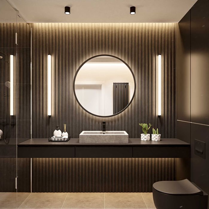 Lustro łazienkowe w ramie mdf OTTO LED FI 70 cm - ALFARAM