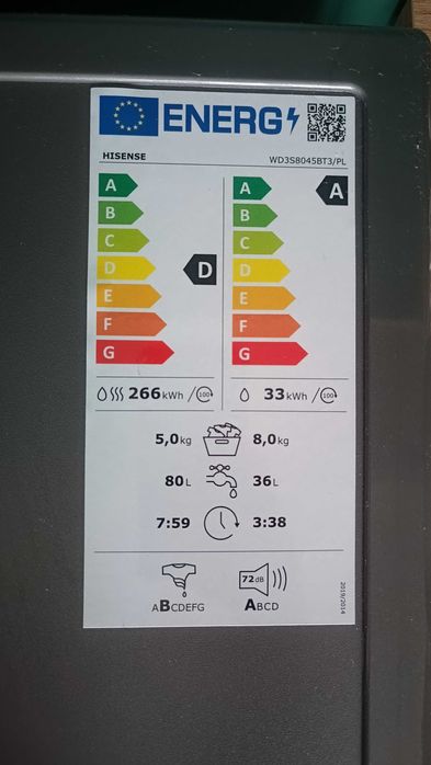 Pilne! Pralko-suszarka HISENSE z GWARANCJĄ do 31.07.2027