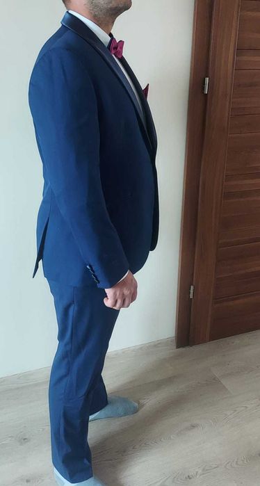 Smoking weselny granatowy Mucha Moda POLSKA