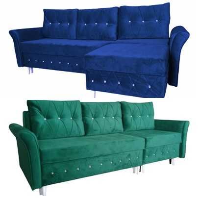 Sofa i Rogówka 2w1 rozkładany w Narożnik Glamour pojemnik