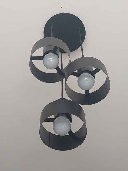 Lampa sufitowa wisząca potrójna metalowa czarna