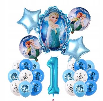 Balony na 1 urodziny Kraina Lodu Frozen Zestaw Balonów 24 szt.