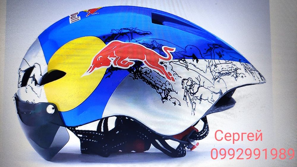 Велосипедный шлем.Red Bull.Спортивный,аэро.Для ТТ,Шоссейных гонок,трен