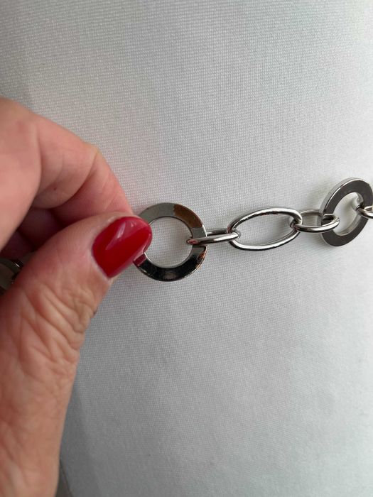 Metalowy srebrny chromowany pasek od 60 do 90 cm w pasie