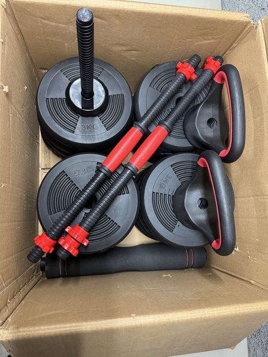 Kit 50kg Halteres Barra kettlebell