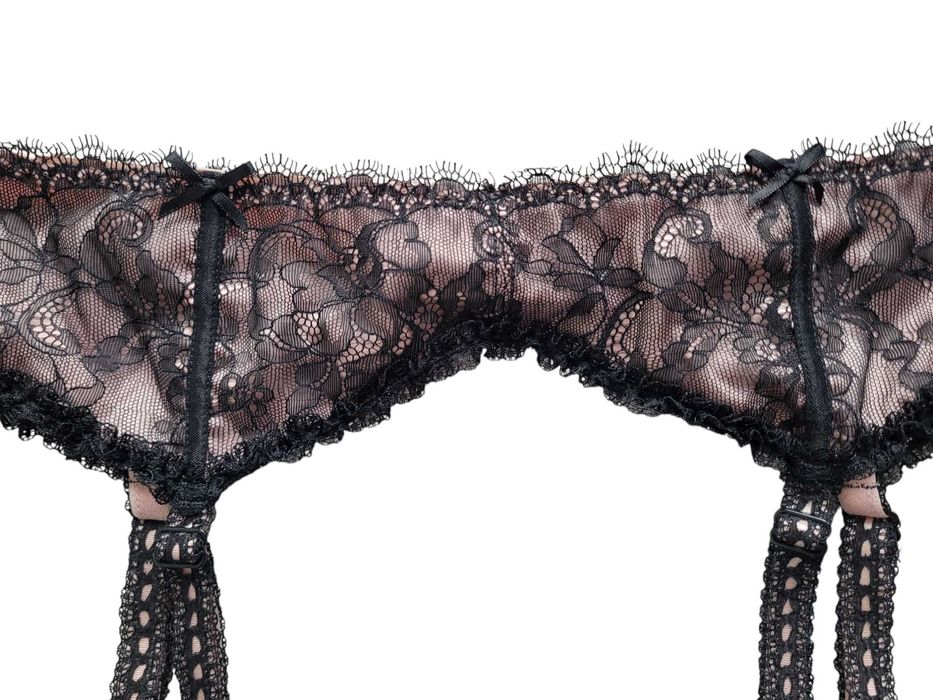 Czarny różowy koronkowy pasek do pończoch bielizna LaSenza 40,L/42,XL