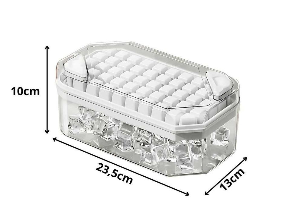Forma do lodu kostkarka 50kostek z pojemnikiem z przyciskami i łopatką