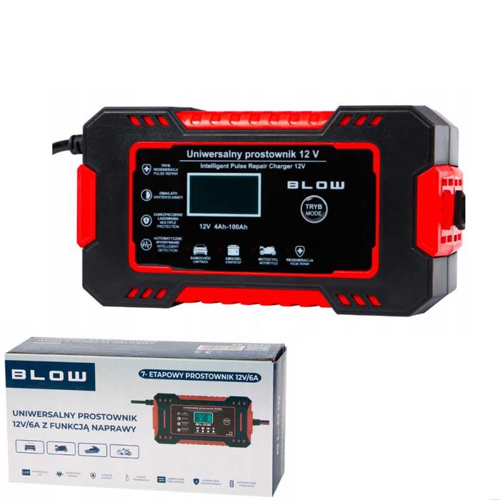 Automatyczny Inteligentny Prostownik Ładowarka Akumlatora LCD 12V 6A