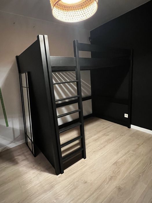 Łóżko na antresoli pietrowe NizioHome czarne