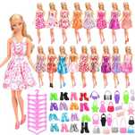 Duży zestaw nowych ubranek dla Barbie sukienki buty torebki wieszaki