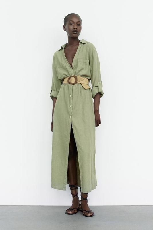 Zara - сукня льон,розкішна котон стил,без поясуьна s(ОСТАННІЙ РОЗМІР)
