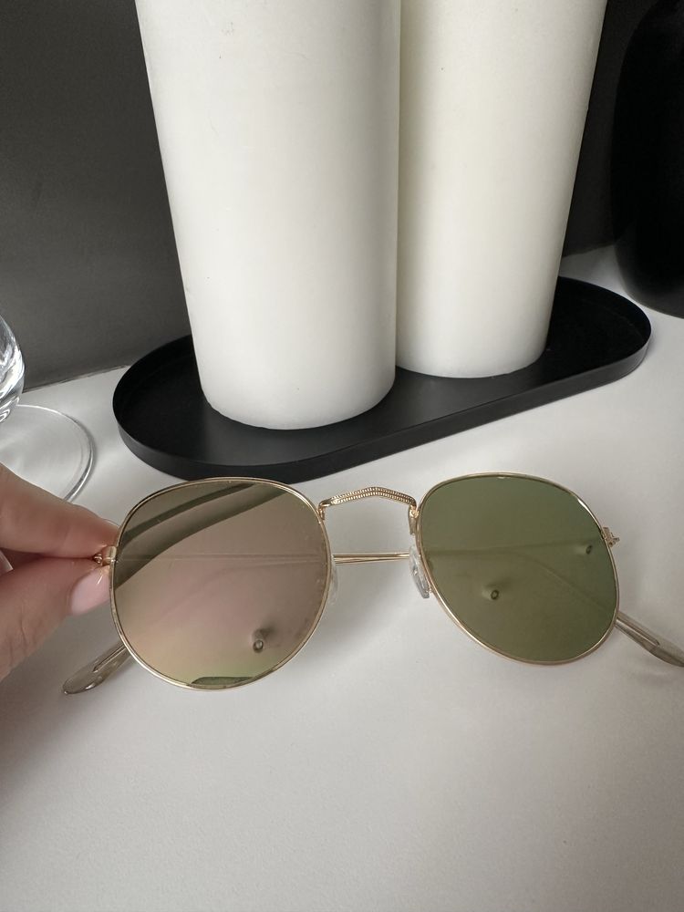 H&M okulary przeciwsłoneczne lenonki złote