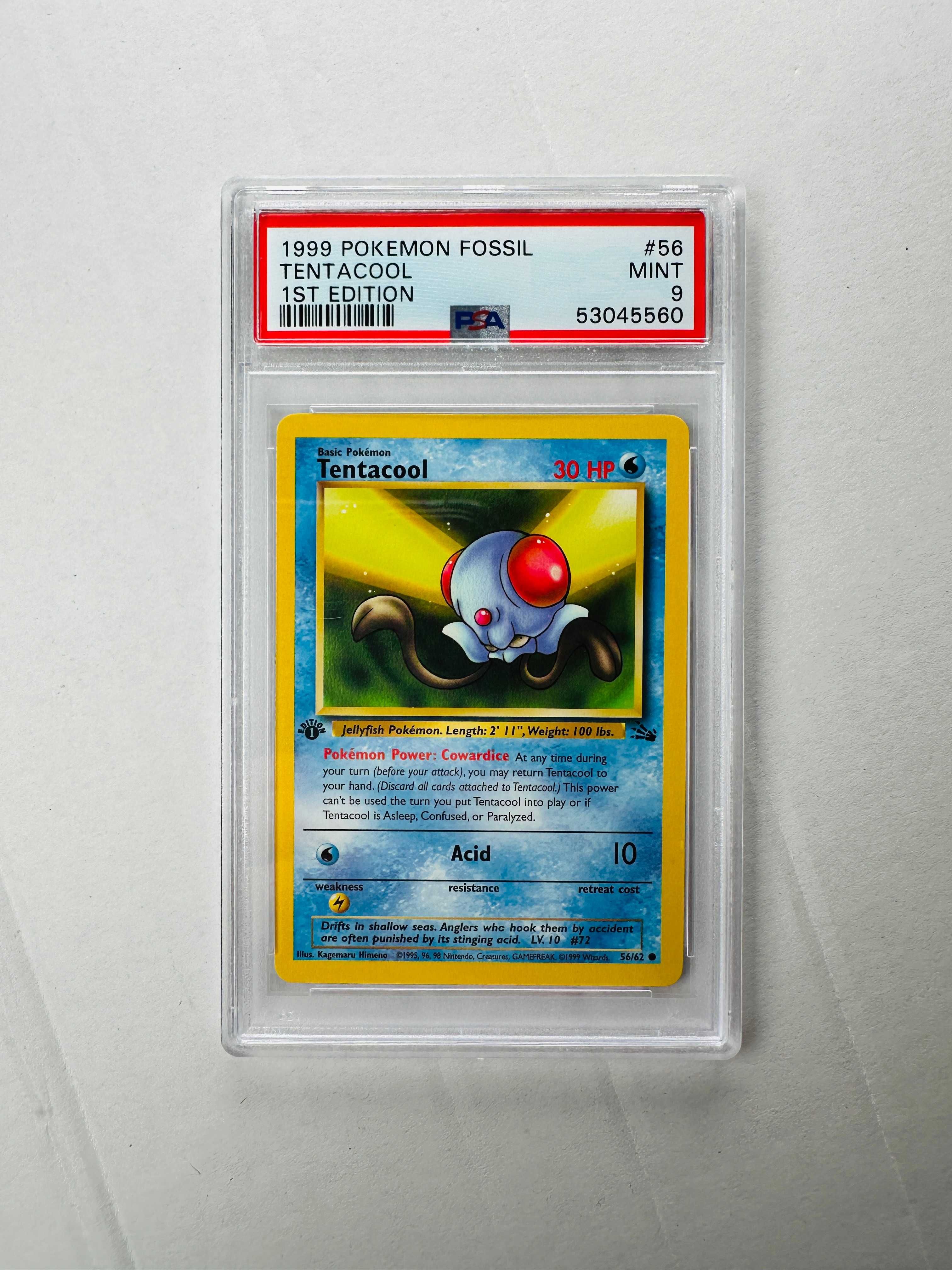 [PSA 9] Tentacool 1st Edition 56/62 - Fossil - Karta Pokemon