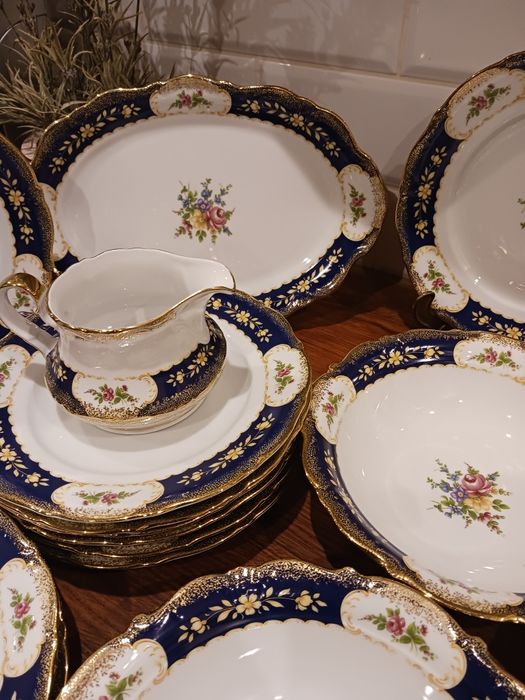 Kobalt kwiaty 12 osob obiad Maria Louise