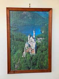 Obraz zamek Neuschwanstein puzzle oprawione w drewnianą ramę