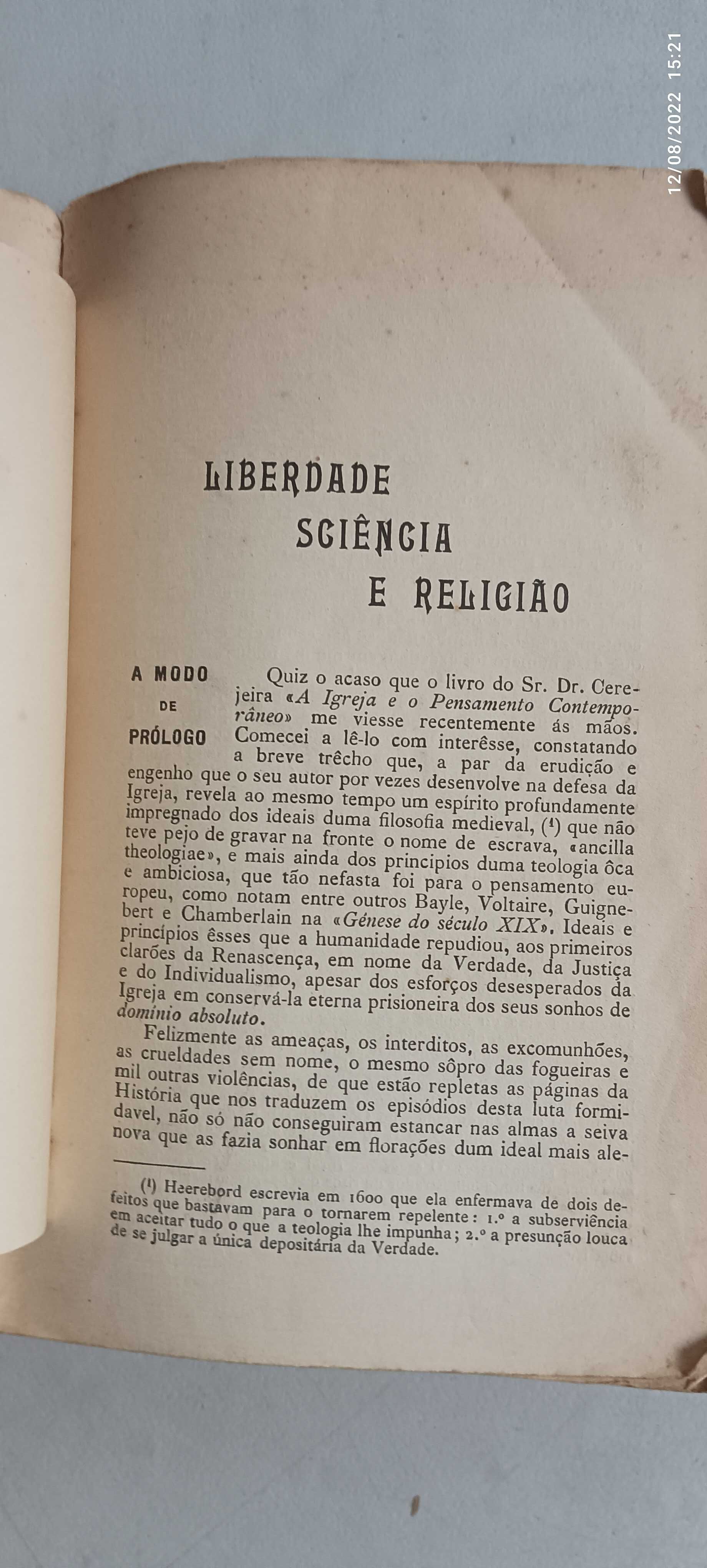 Livro PA-3 - Almeida e Paiva - Liberdade Sciência e Religião